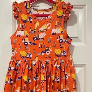 Piccolina orange construction vehicles dress - size 8